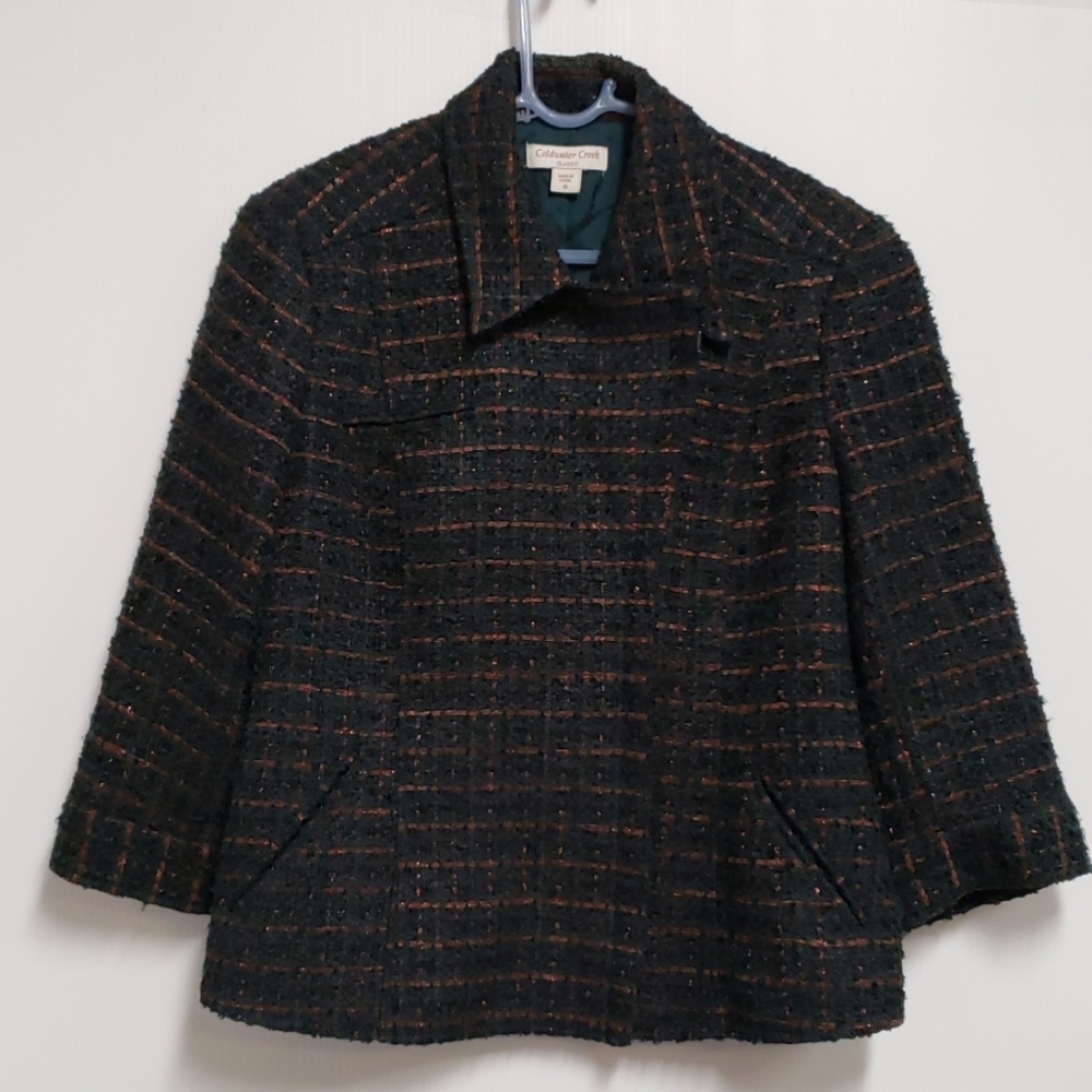 COLDWATER CREEK Classic SWEATER SUIT COAT GREEN
